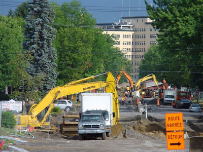 Travaux sur la rue Saint-Anne à Joliette en juillet 2010.
