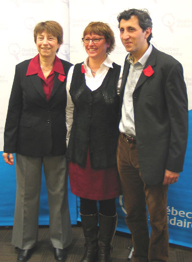 Françoise David, Flavie Trudel et Amir Khadir