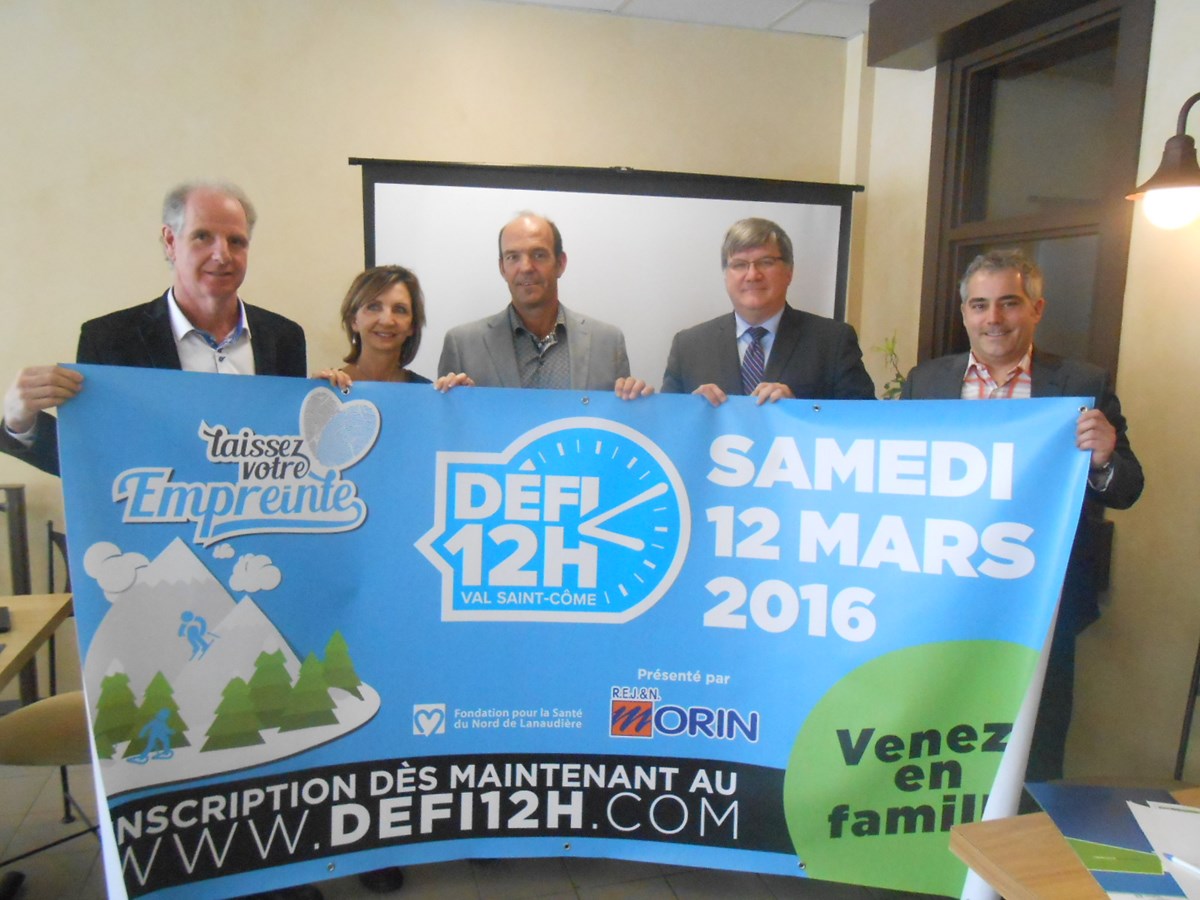 De gauche à droite: André Morin (administrateur au Groupe Patrick Morin et porte-parole du Fonds Pier-Luc Morin) Angèle Roy (mère de Pier-Luc Morin), Patrick Morin (propriétaire de R.E.J. &amp; N. Morin), Christian Gagné (président-directeur général adjoint, du Centre intégré de santé et de services sociaux de Lanaudière) et Guillaume Telleir (membre du comité organisateur et conseil d'administration de la Fondation).