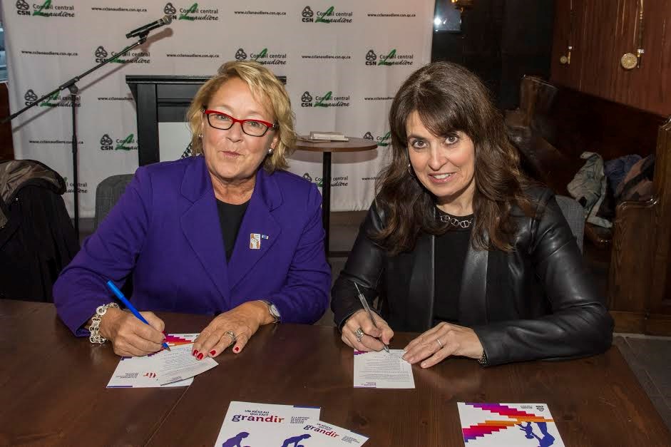 L'ancienne première ministre Pauline Marois en compagnie de la députée de Joliette, Véronique Hivon.
