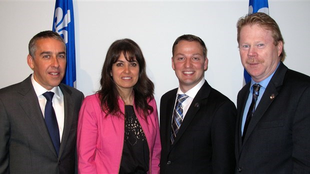 Les députés de l’opposition officielle dans Lanaudière : Nicolas Marceau (Rousseau), Véronique Hivon (Joliette), Mathieu Traversy (Terrebonne), André Villeneuve (Berthier)