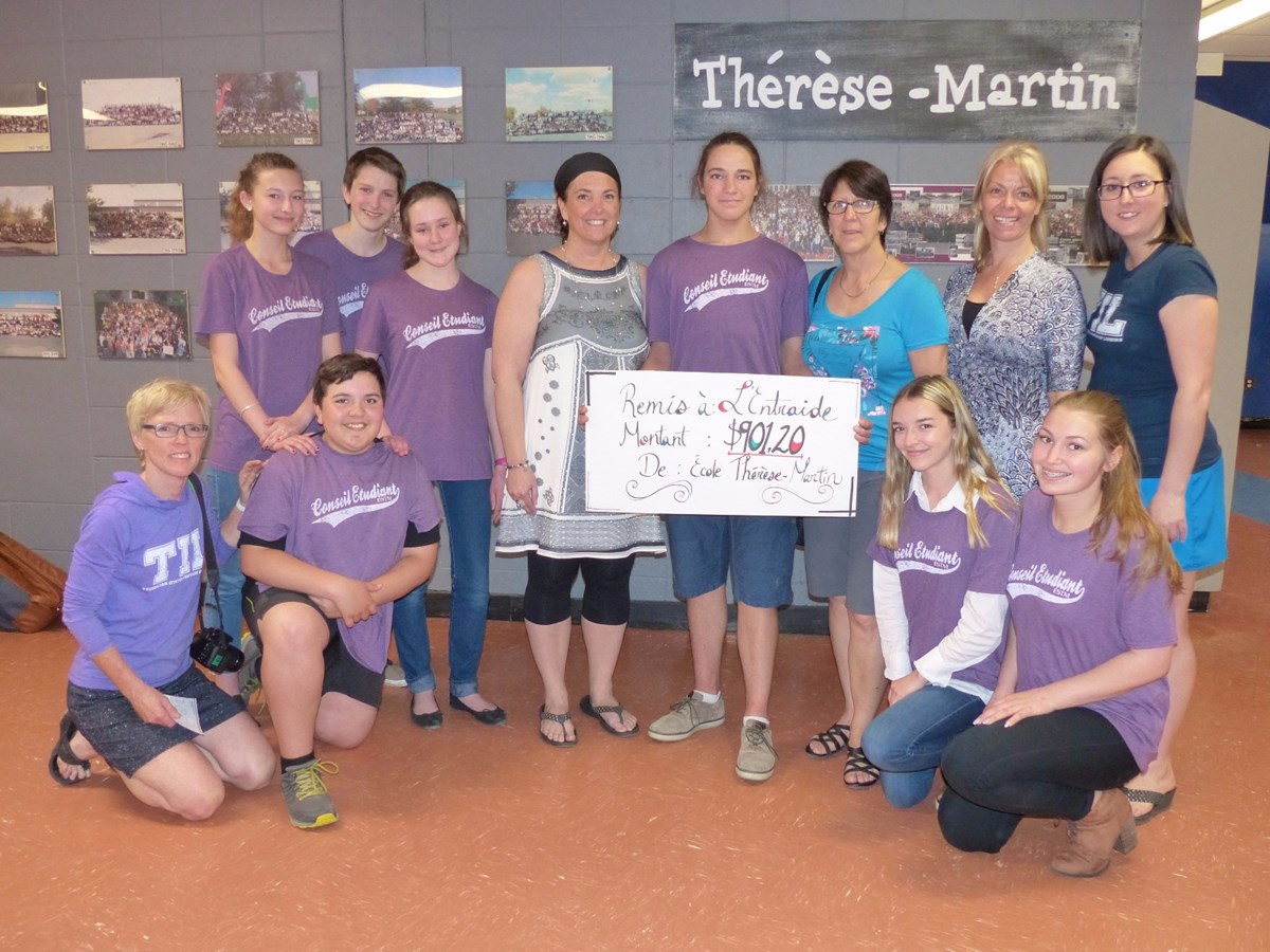 L'école secondaire Thérèse-Martin amasse des dons pour L'Entraide 