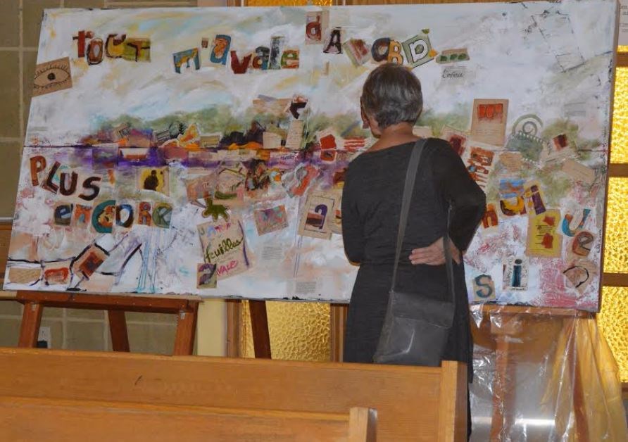 Oeuvre d’art collective réalisée lors de l’hommage à Réjean Ducharme en 2016.