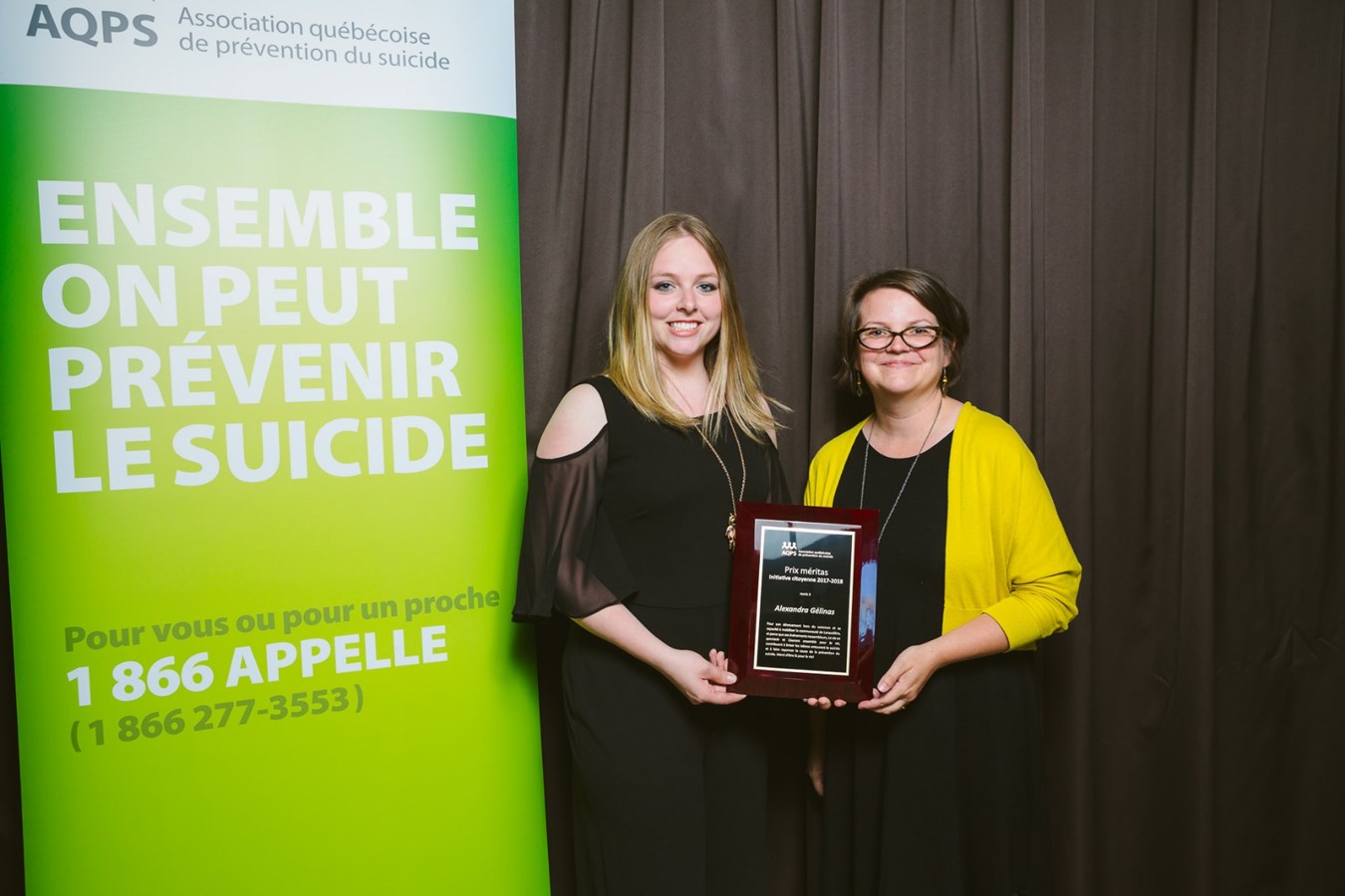 Prix méritas remis à Alexandra Gélinas pour son engagement citoyen en prévention du suicide