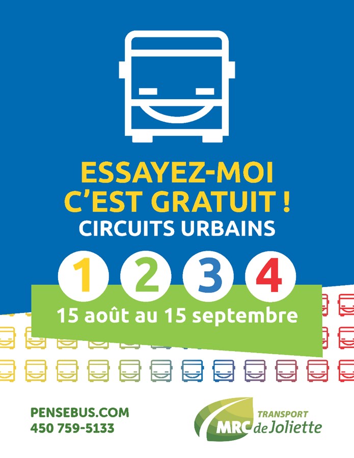 Les 4 circuits urbains du transport en commun de la MRC de Joliette seront gratuits