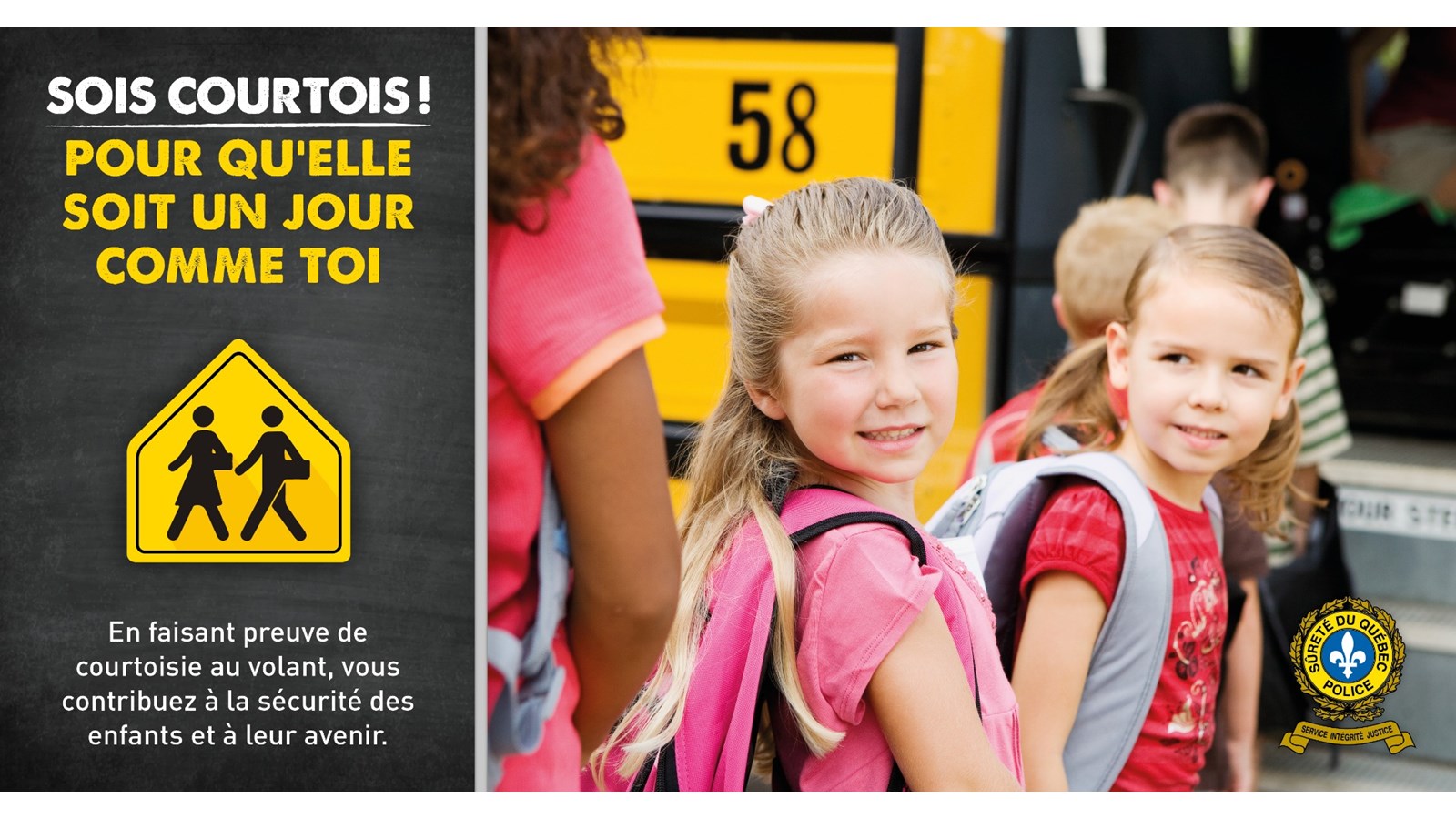 La Sûreté du Québec vous souhaite une rentrée scolaire tout en prudence