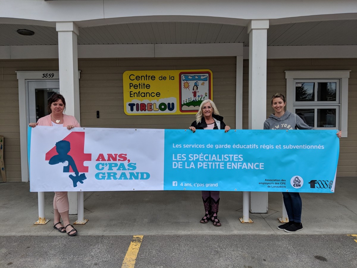 Maternelle 4 ans : le Syndicat des travailleuses en service de garde de Lanaudière- CSN et les employeurs de la région font front commun