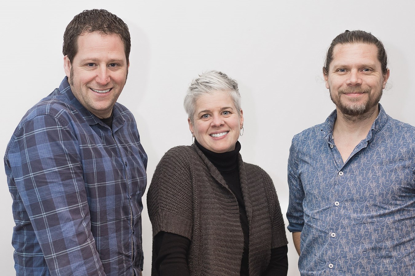 Les trois professeurs du Camp Violon Trad: André Brunet, Stéphanie Lépine et Éric Beaudry.