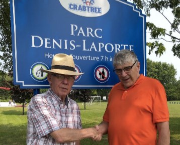 Les porte-paroles, André Hénault et Denis Laporte lors du Parcours Parkinson le 15 septembre 2019.