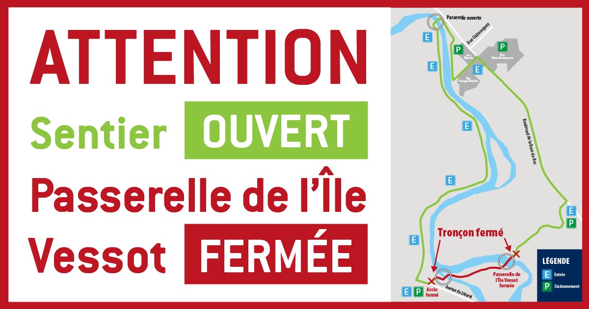Passerelle de l’Île Vessot: la date de réouverture reste inconnue