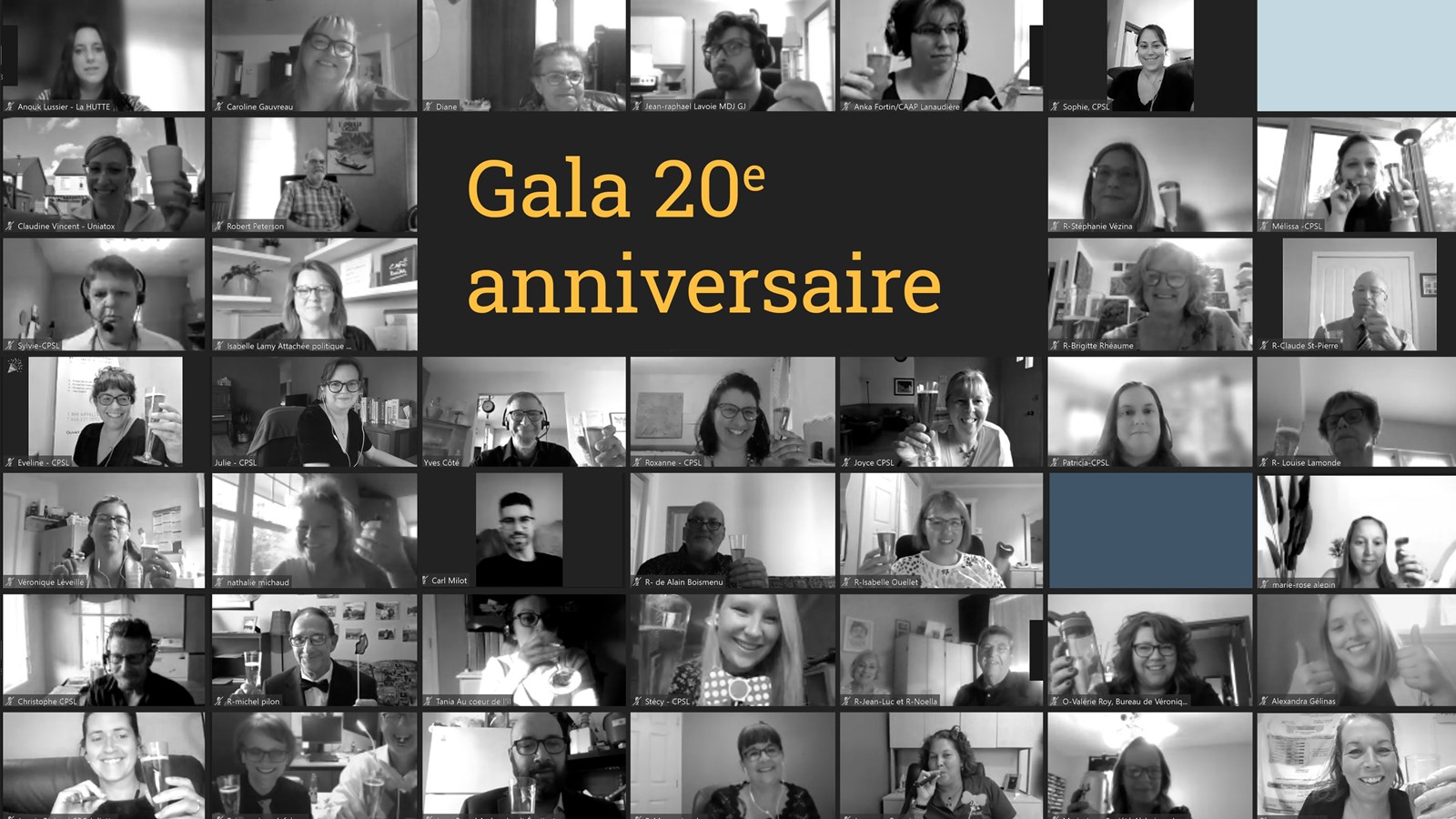 Une partie des 77 membres présents lors du gala virtuel