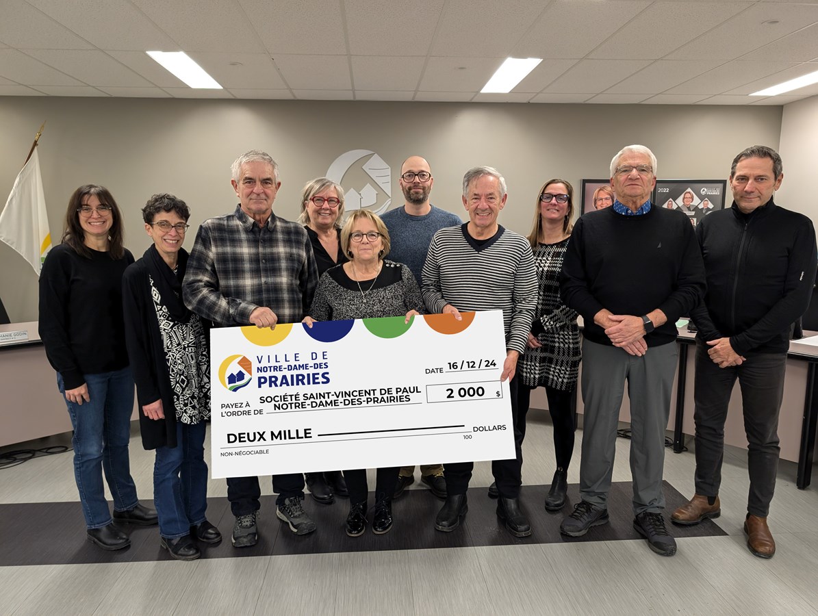 Notre-Dame-des-Prairies remet 2 000$ à la Société Saint-Vincent-de-Paul