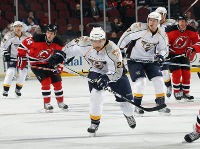 Steve Bégin, alors qu'il jouait pour les Prédateurs de Nashville. (Photo by Bruce Bennett/Getty Images)