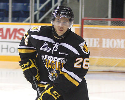 À sa première saison avec les Screaming Eagles du Cap Breton, Jean-Simon Deslauriers montre une fiche de trois points en 16 rencontres. Photo: Mike Sullivan