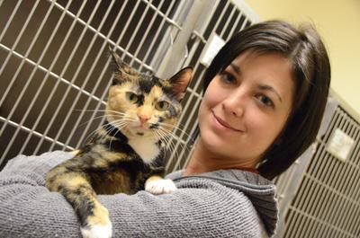 Geneviève Pratte tient ici Clara, une chatte qui pourrait être adopté dans les prochains jours si la promotion du grand Noël des animaux connaît du succès. Trois-Rivières le 21 décembre 2011. NICOLAS DUCHARME/L'ÉCHO DE TROIS-RIVIÈRES/AGENCE QMI