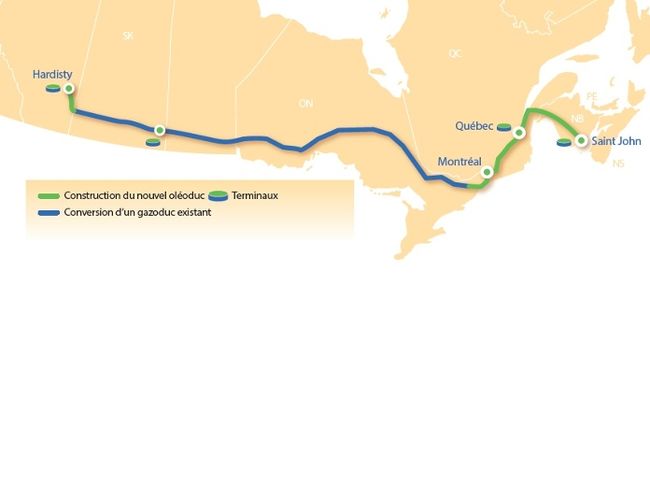 Le pipeline acheminerait le pétrole de l'Alberta jusqu'au Nouveau-Brunswick.