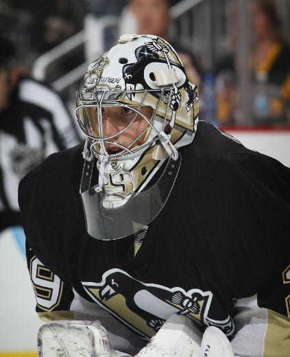 Marc-André Fleury a été repêché par les Penguins de Pittsburgh au premier rang en 2003. Il défend les buts de l’équipe depuis.