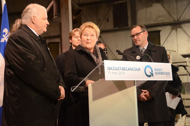 La première ministre du Québec, Pauline Marois, était en visite à Bécancour pour faire le bilan du fonds de diversification économique.