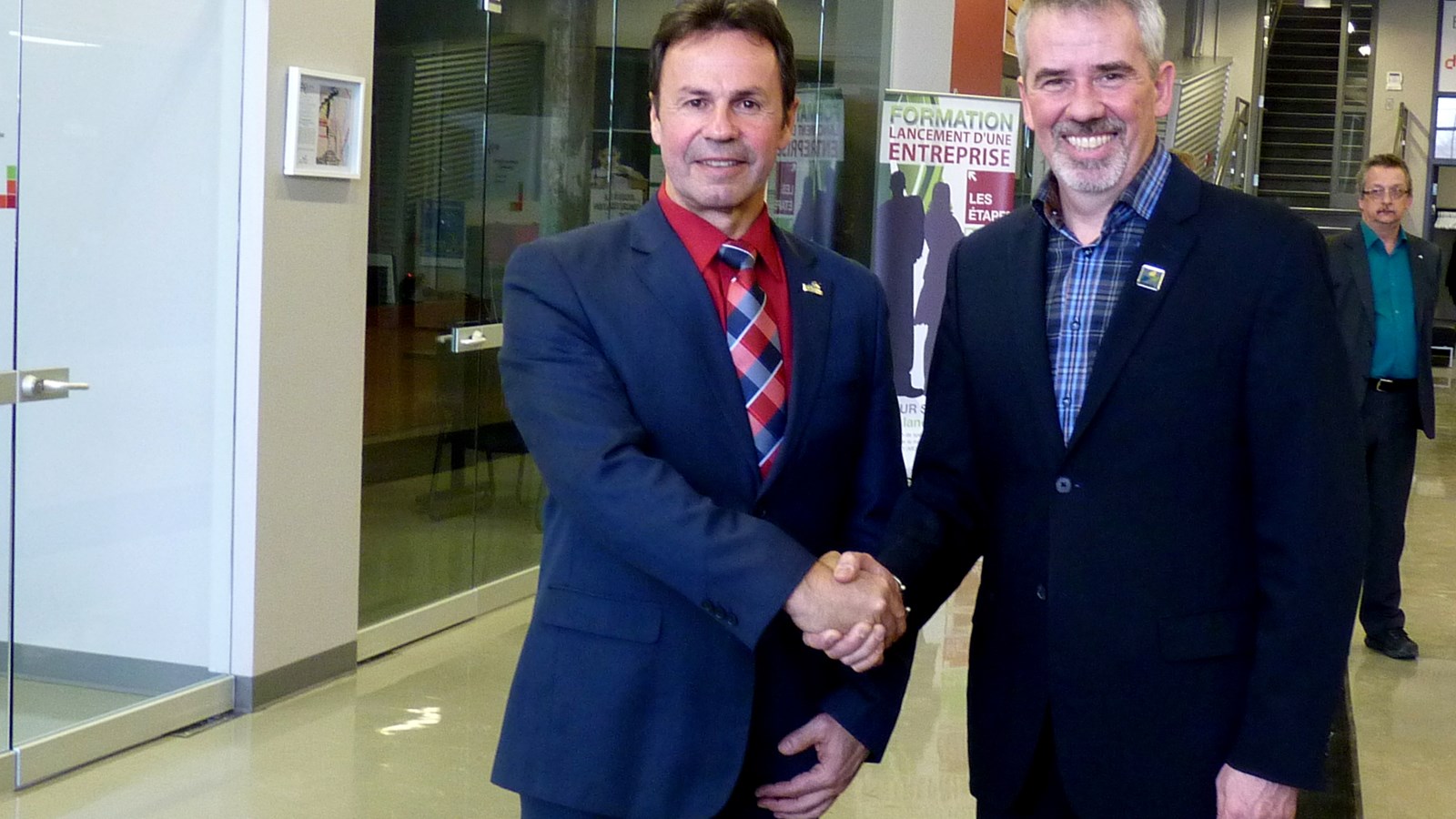 Le maire de Shawinigan, Michel Angers et le maire de la Ville d’Edmundston au Nouveau-Brunswick, Cyrille Simard.