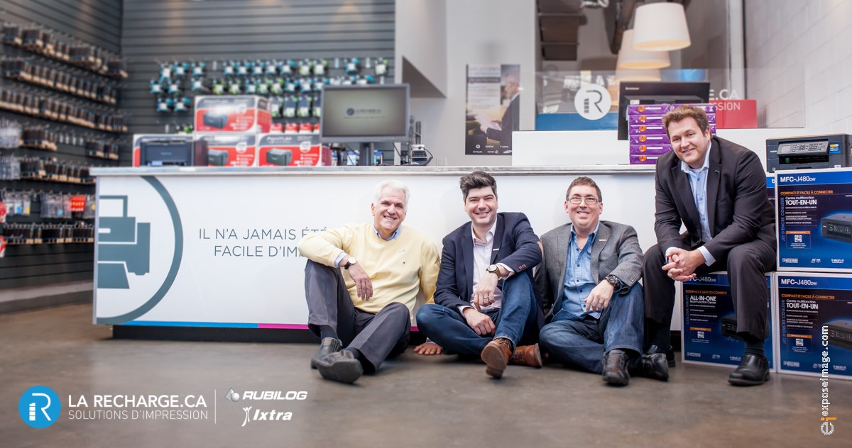 Les trois actionnaires, soit Jean-Pierre Gagnon, Martin Delarosbil et Pascal Tanguay, ainsi que Louis Hamel.