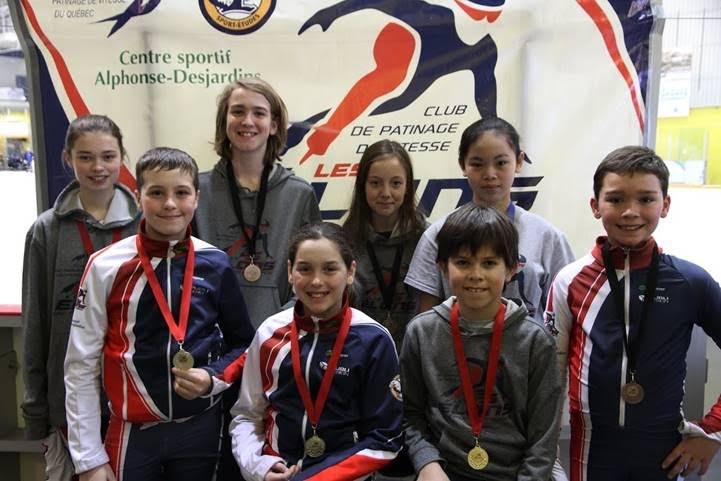 William Gagné, Justine Boisselle, Zachary Tardif, François Abel (première rangée), Clara Binggelli, Alexis Bélanger, Mathilde Chamberland-Dostie, Jasmine Biron (2e rangée) médaillés de la Finale de l’ouest à Trois-Rivières.