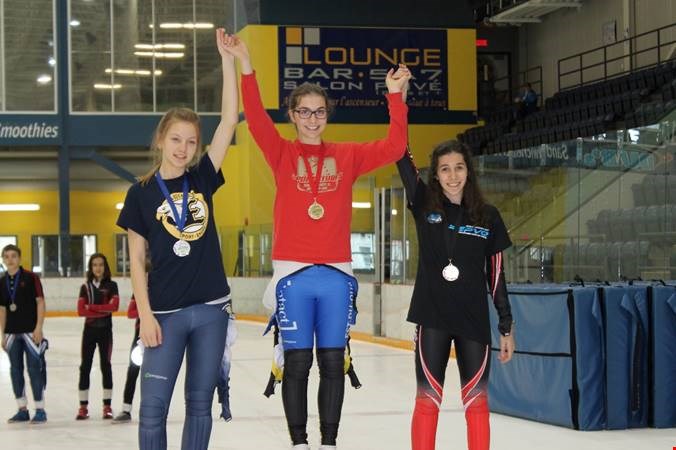 Junior – Féminin 500m - Léa Chamberland-Dostie (TRI), Roxann Thériault (RDL), Youka Parenteau  (QUE)