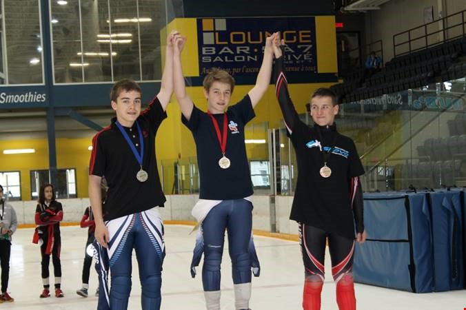 Juvénile-masculin 500m  - Émilien Blackburn (CHI), Philippe Daudelin (TRI),
Christophe Boily Carette (QUÉ)