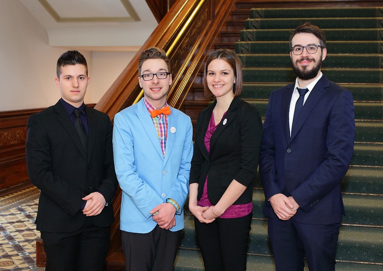 Maverick Dion St-Pierre, William Isabelle, Jasmine Beaudet et Joël Bégin.