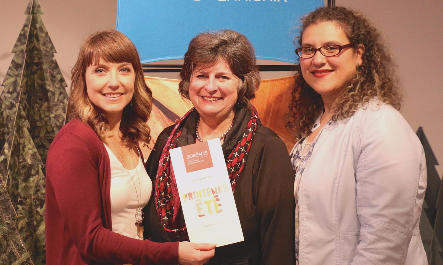 Valérie Bourgeois, directrice du patrimoine et de Boréalis, Stella Montreuil, présidente de la Corporation de développement culturel de Trois-Rivières et Nancy Kukovica, directrice générale de la Corporation de développement culturel de Trois-Rivières