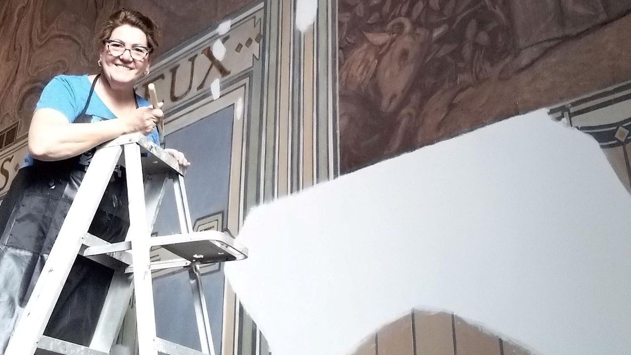 Le travail de coloration a été fait après le travail des plâtriers