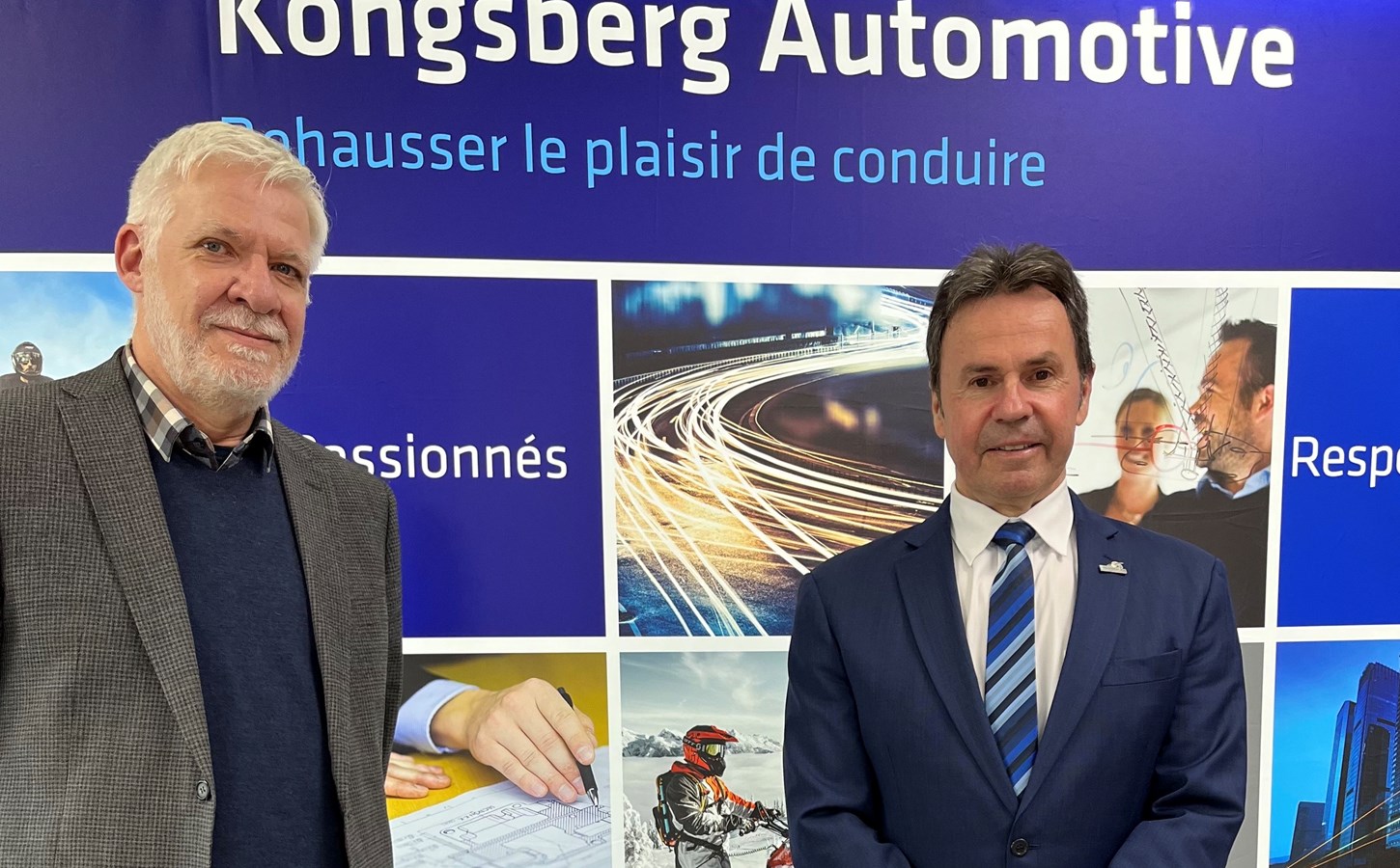 Jean-François Paquette, le directeur de l’usine Kongsberg Automotive, accompagné du maire de Shawinigan, Michel Angers.