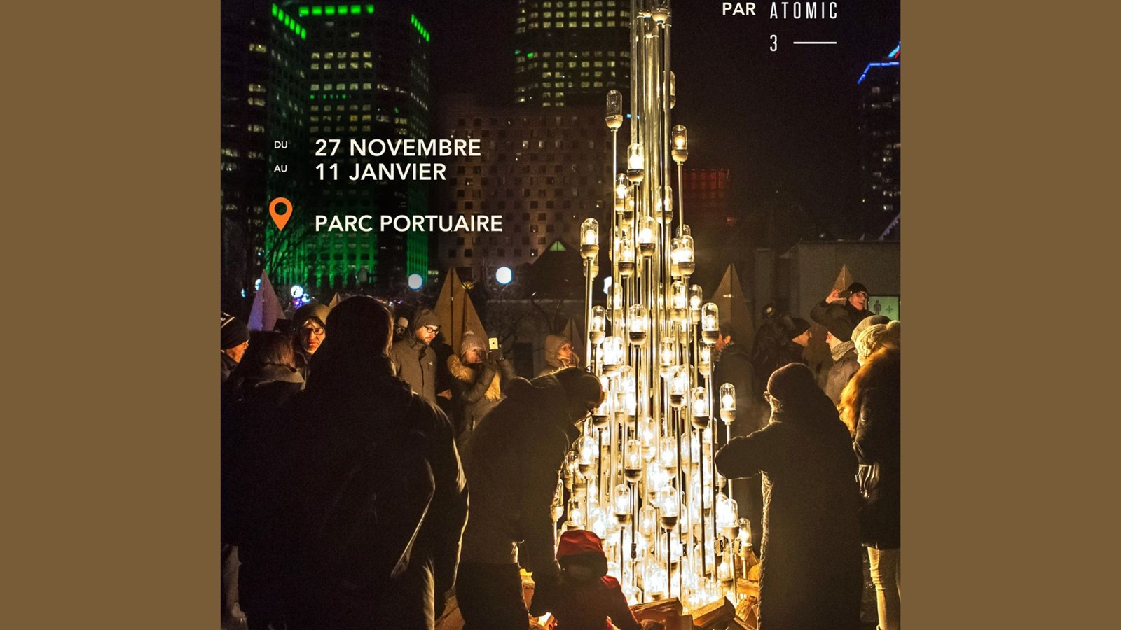 L’installation sera présentée du 27 novembre 2025 au 11 janvier 2026 au parc portuaire.