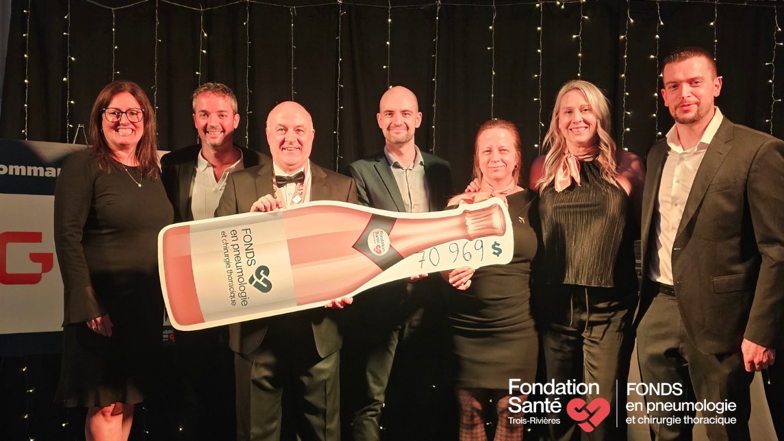 Renée-Claude Ducharme, GSK, Laurent Beaulieu, Cjet Aviation, Dr François Corbeil, pneumologue, Dr Félix Rinfret, pneumologue, Sara Boivin, Fondation, Annie Brousseau, Fondation et Dr Arthur Vierra, chirurgien thoracique.