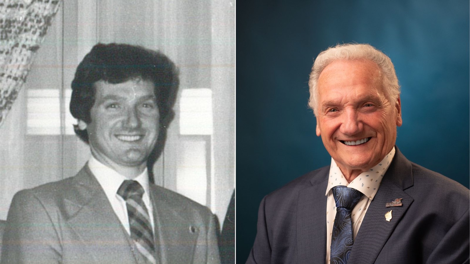 Au début de sa vie politique (1982) - Photo actuelle (2025)