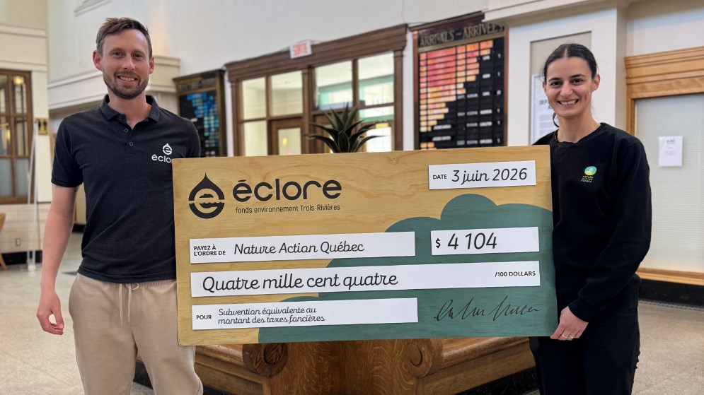 Nature Action Québec: Hoël Salaun, chargé de programmes Éclore - Fondation Trois-Rivières durable et Sarah Godin-Blouin, chargée de projets – Nature Action Québec