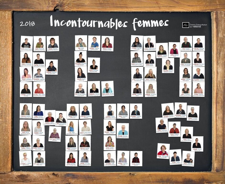 Une mosaïque photographique de soixante-seize femmes.