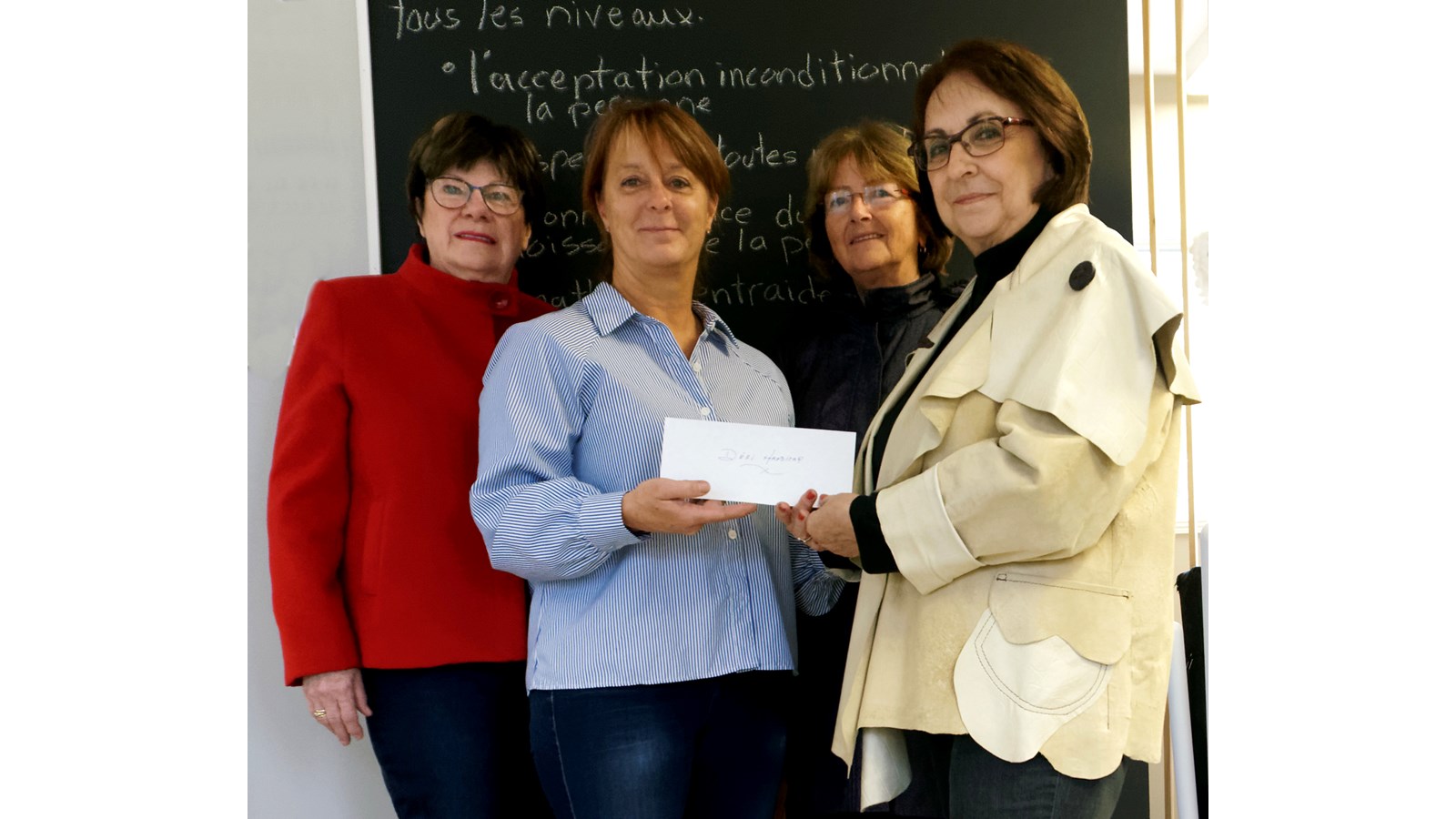 De gauche à droite : Ginette Ducharme (Corp.), Louise Vigneux (Défi H.), Doris Côté (Corp.) et Nicole Goudreau (Corp.)