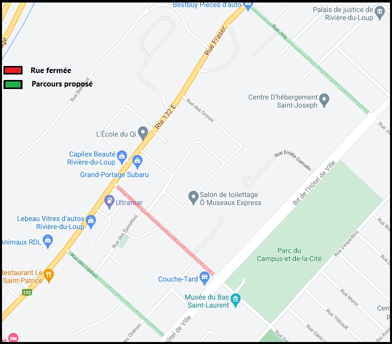 Une entrave durant 3 jours sur la rue St-Pierre à Rivière-du-Loup
