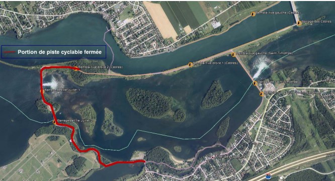 Hydro-Québec annonce la fermeture de la piste cyclable dans le Parc des Îles de Saint-Timothée
