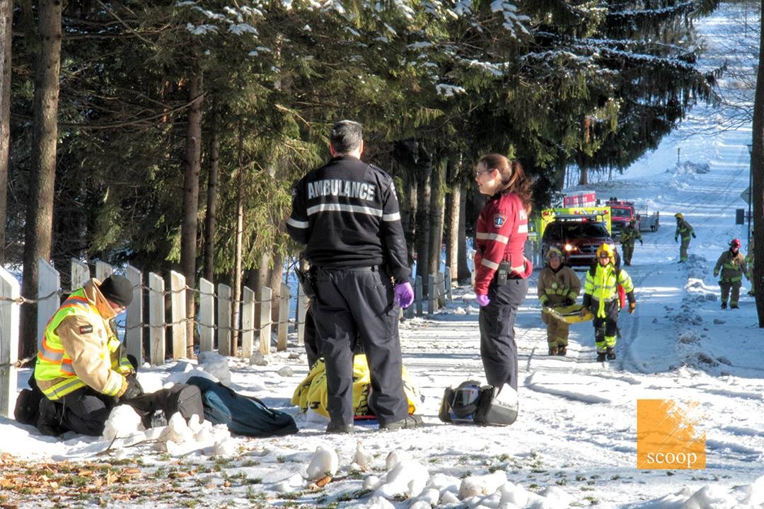 Sauvetage technique dans les sentiers du sanctuaire Notre-Dame de Lourdes de Rigaud