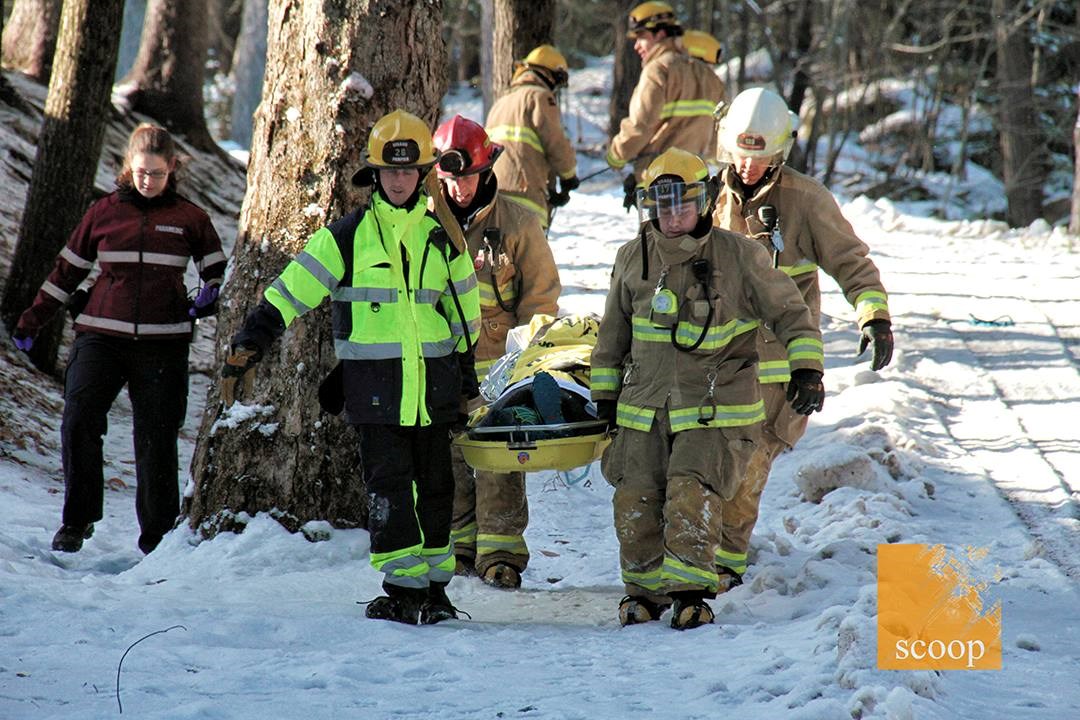 Sauvetage technique dans les sentiers du sanctuaire Notre-Dame de Lourdes de Rigaud