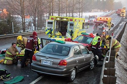 Un camion dérape sur la route 201 à Sainte-Marthe