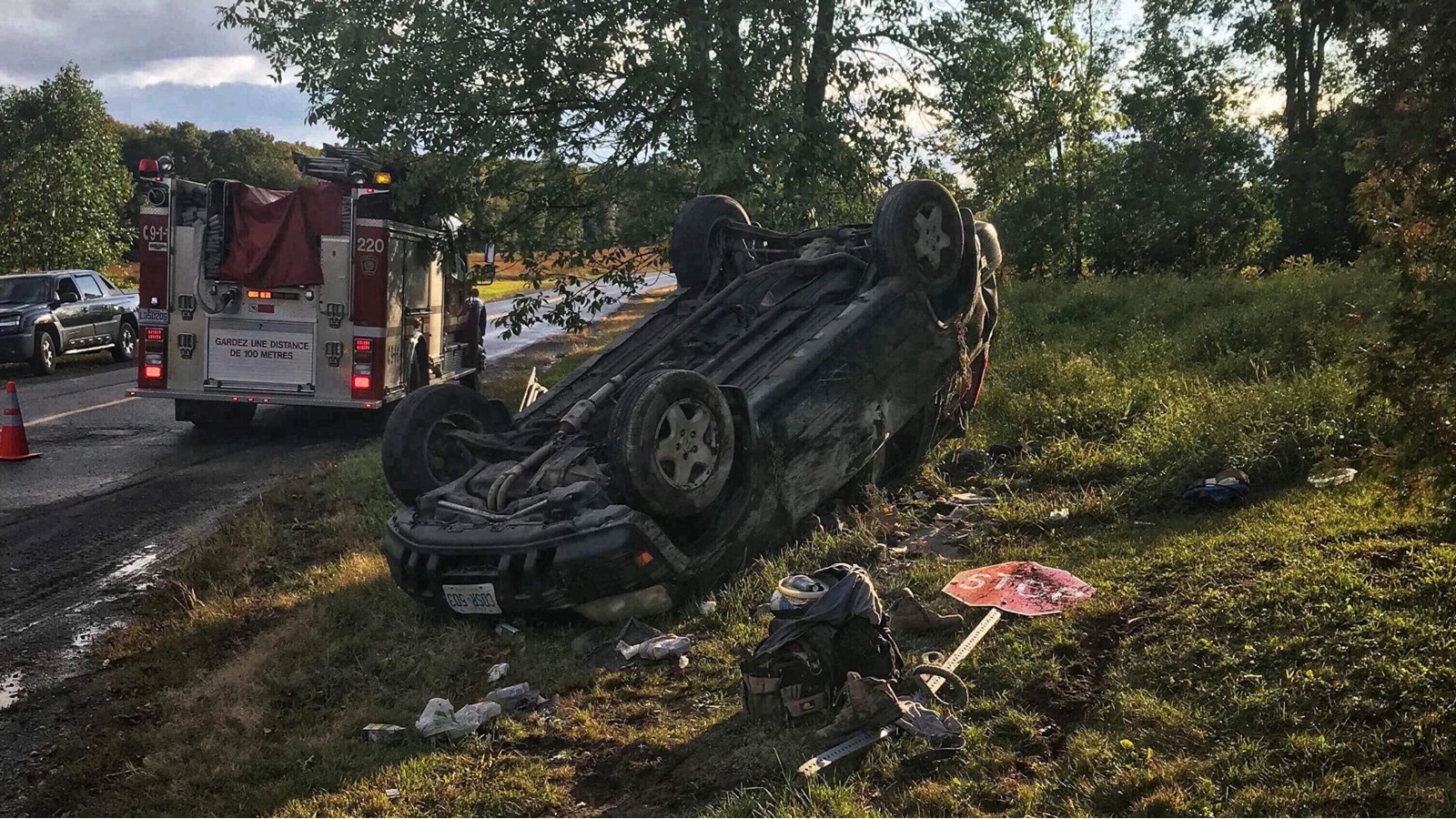 Un blessé léger dans un capotage à Sainte-Justine-de-Newton