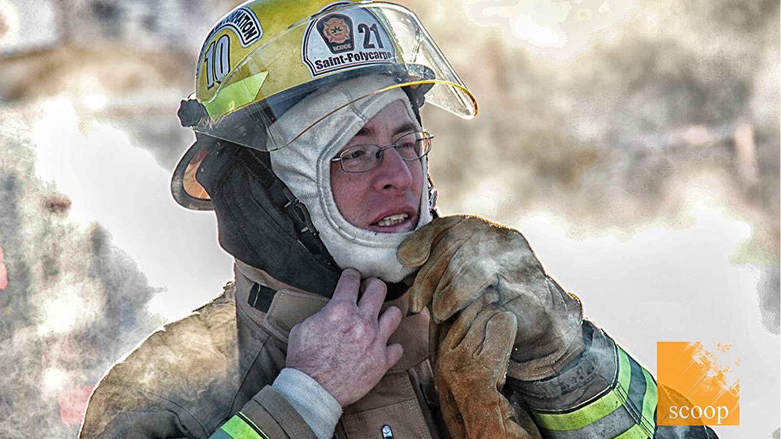 Eau, froid, glace et feu…pour les pompiers de Saint-Polycarpe ce matin