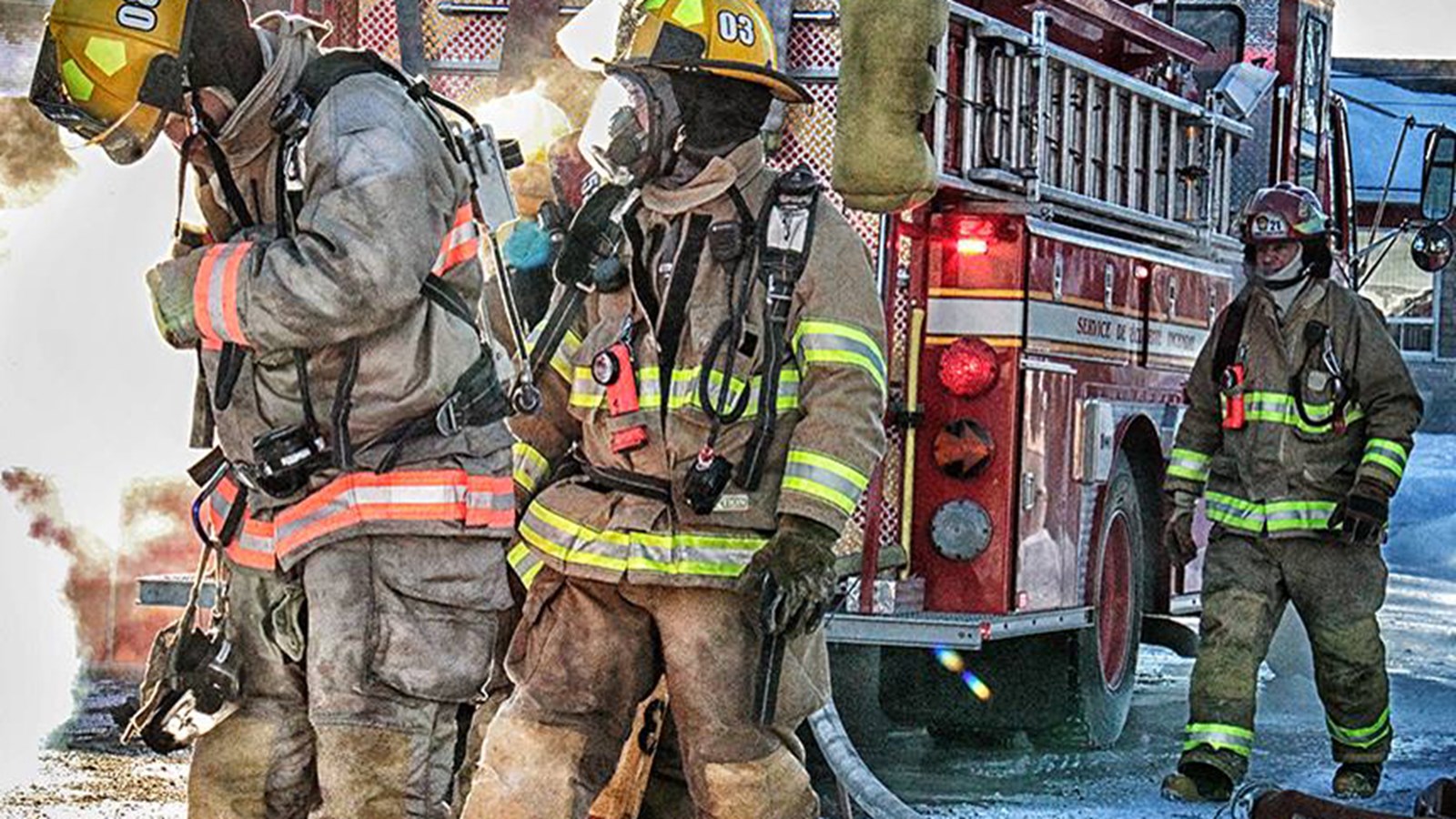 Eau, froid, glace et feu…pour les pompiers de Saint-Polycarpe ce matin
