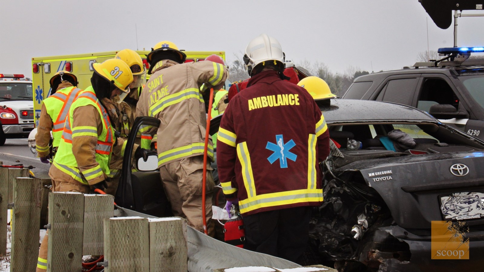 Accident impliquant un camion-benne à Saint-Lazare