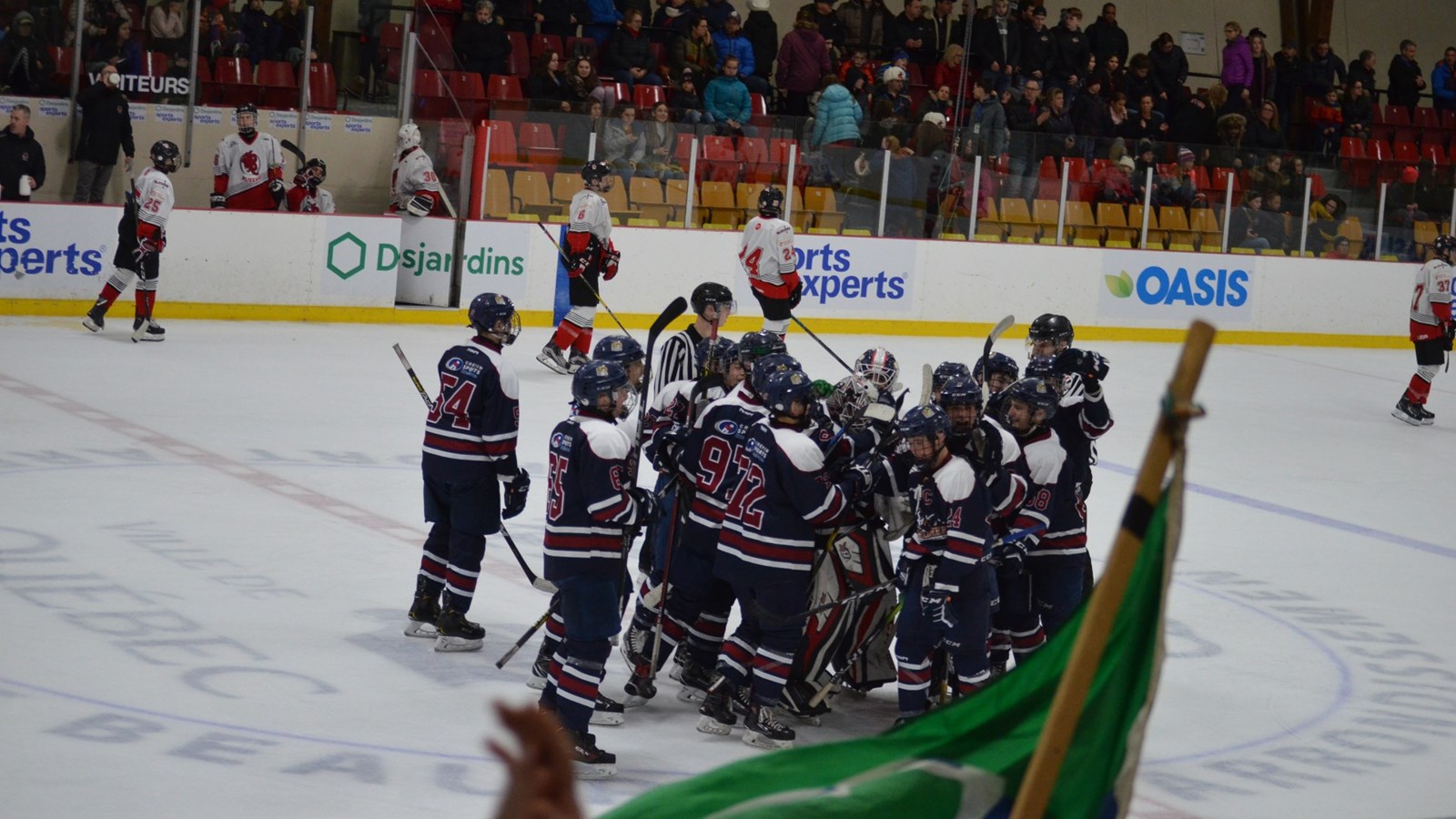 Les joueurs du Sud-Ouest ont célébré leur victoire in extremis qui leur ouvre grande la porte pour la finale qui les opposera au Saguenay-Lac-Saint-Jean mardi.
