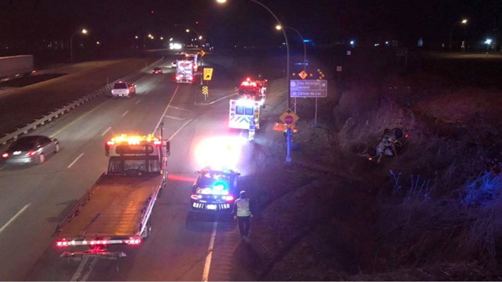 Accident sur l’autoroute 20 ouest: deux transports en ambulance