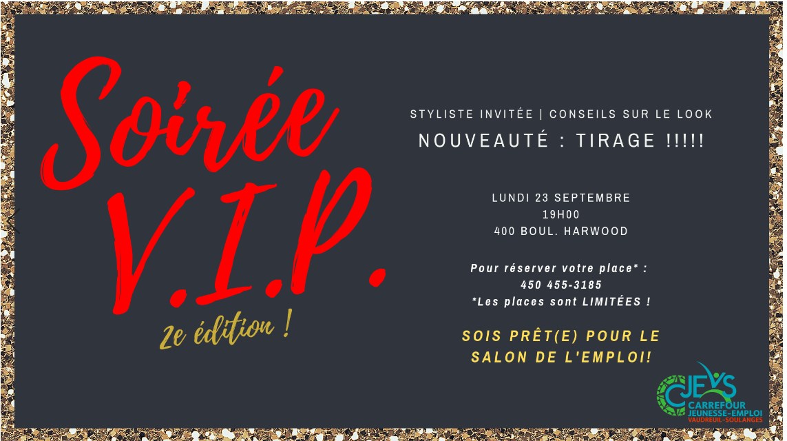 Soirée V.I.P. en vue du Salon de l'emploi au Carrefour jeunesse-emploi