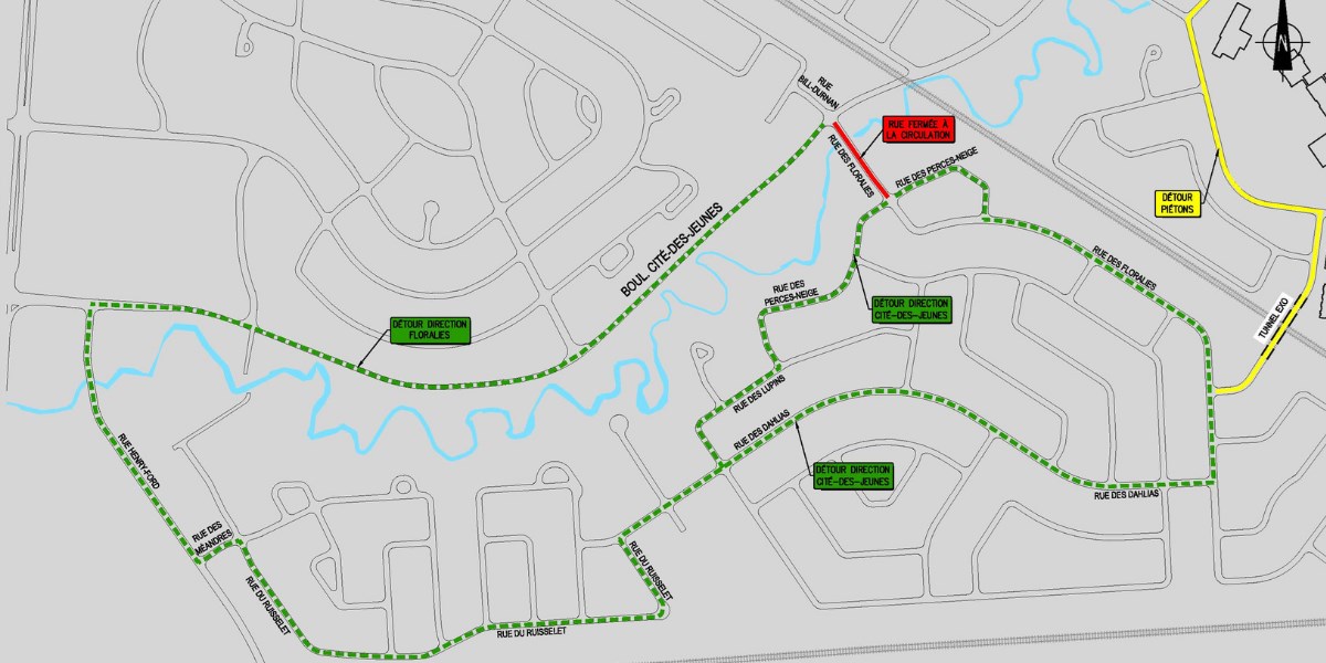 Prolongation de la fermeture de la rue des Floralies à Vaudreuil-Dorion